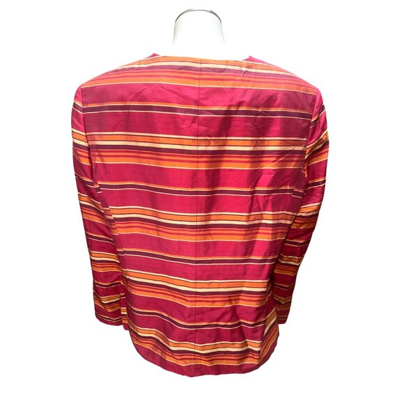 Kasper 16P Raspberry Silk Stripe Jacket Hamptons Chic Coastal Rich City Ready - Picture 5 of 16